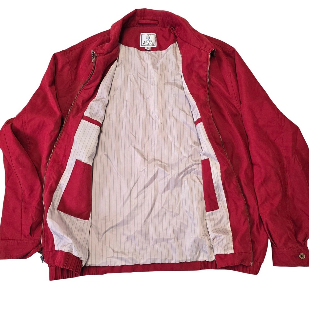 Peter Millar Red Full Zip Jacket Men XL Lightweight Golf Casual Coat - Picture 2 of 12
